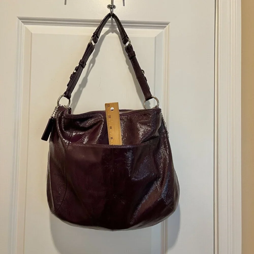 Coach HOBO Shoulder Bag, Purple Patent Leather with HANG TAGS zip close